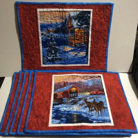 6 NWOT Beautifully handmade Xmas themed placemats - Picture 4 of 11